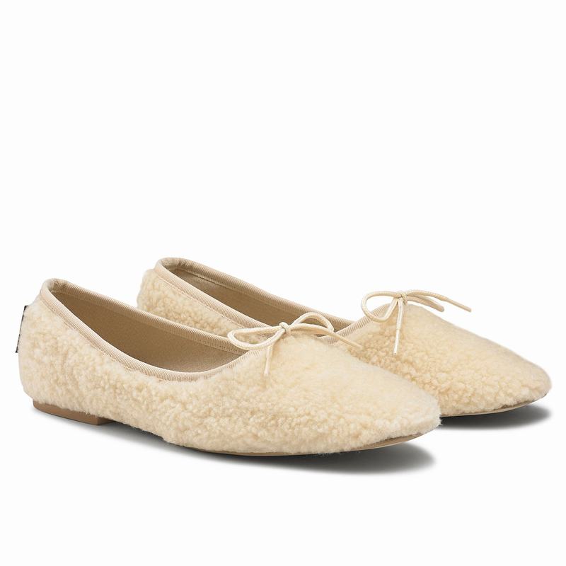 Baletki Russell And Bromley Cuddle Damskie Kremowe Białe | ZWY9566ZR