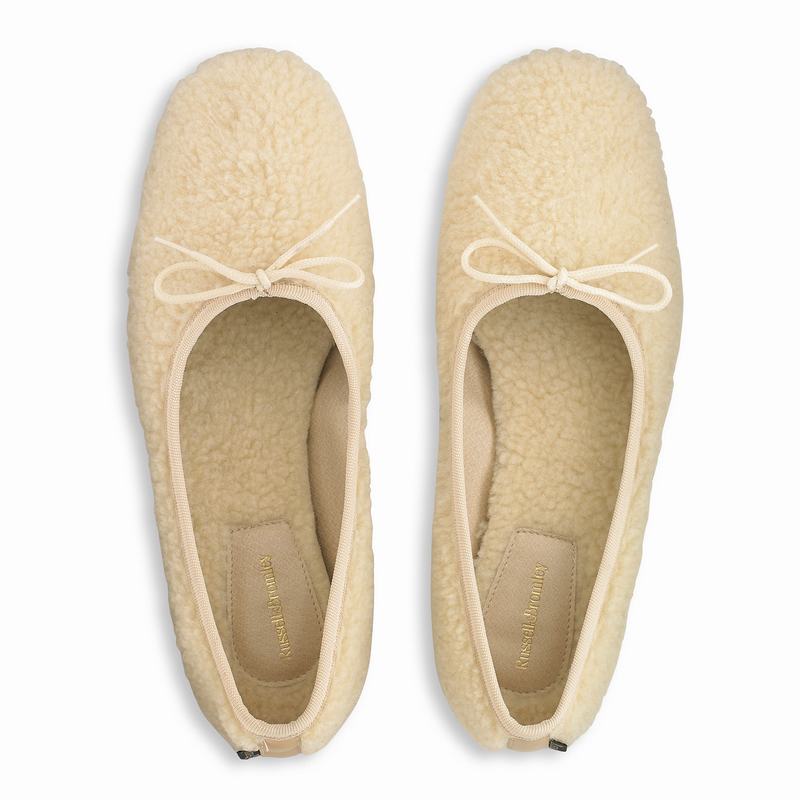 Baletki Russell And Bromley Cuddle Damskie Kremowe Białe | ZWY9566ZR