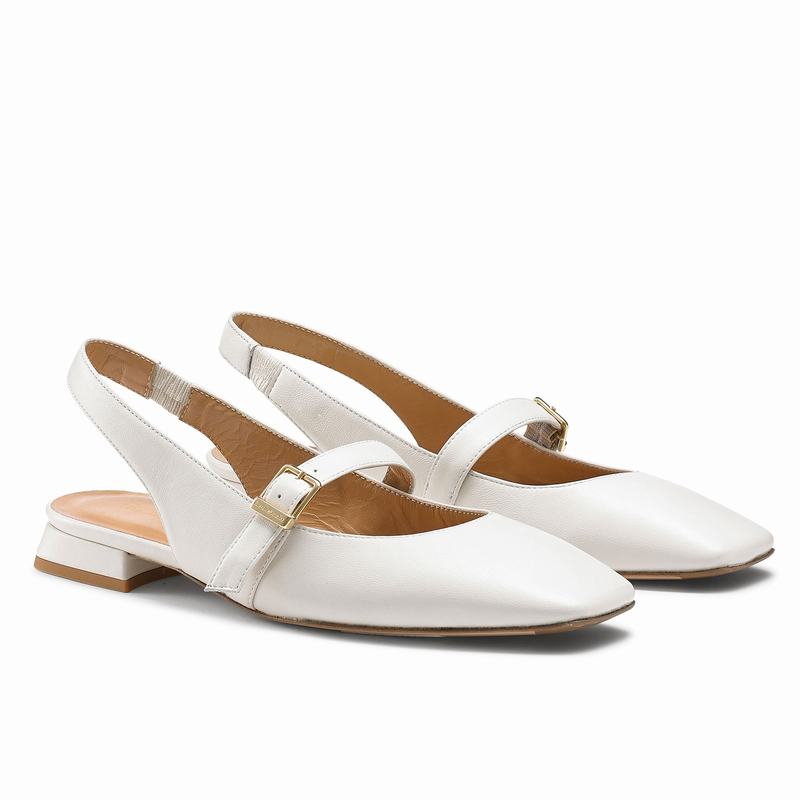 Baletki Russell And Bromley Miss Mary Damskie Kremowe Białe | ZGQ778YO