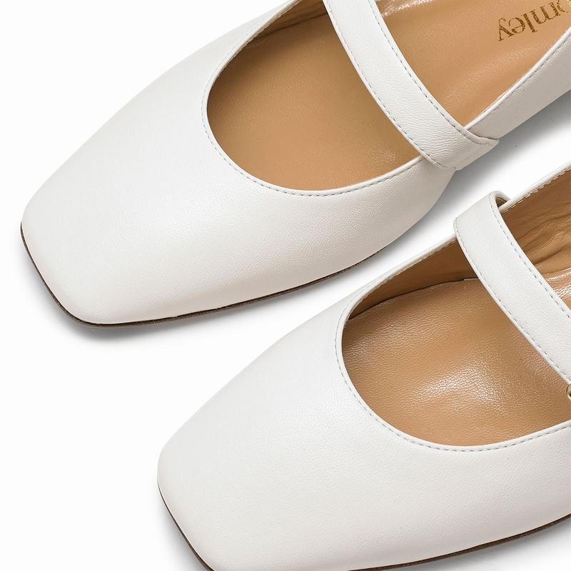 Baletki Russell And Bromley Miss Mary Damskie Kremowe Białe | ZGQ778YO