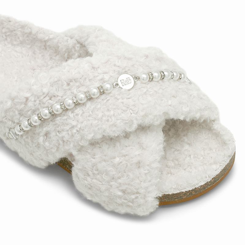 Kapcie Russell And Bromley Cozie Damskie Kremowe Białe | CEW6973EE
