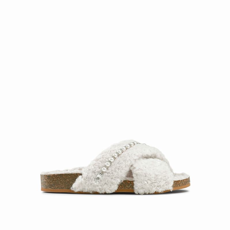 Kapcie Russell And Bromley Cozie Damskie Kremowe Białe | CEW6973EE