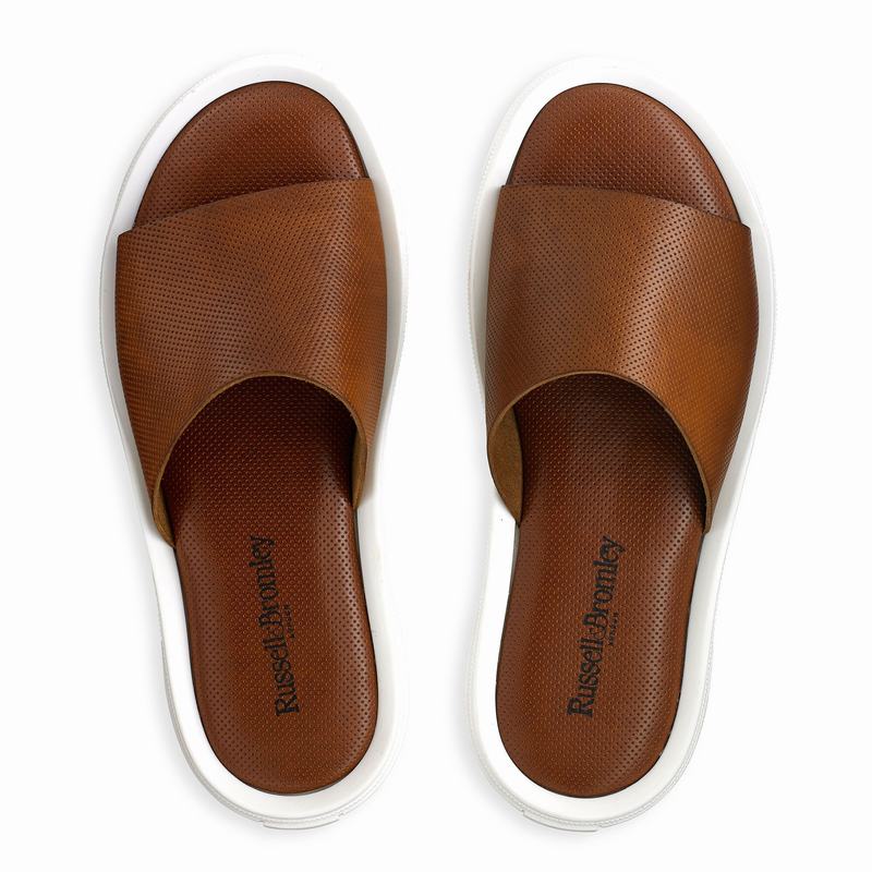Klapki Russell And Bromley Air Męskie Brązowe | COQ8192FW