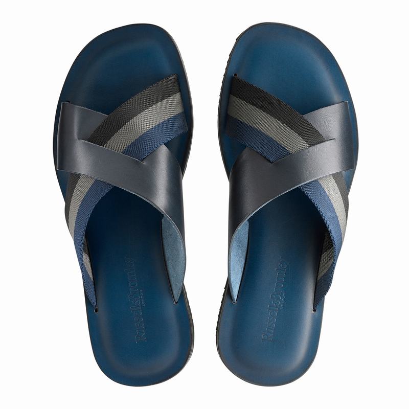 Klapki Russell And Bromley Fab Męskie Niebieskie | BKD4821KN