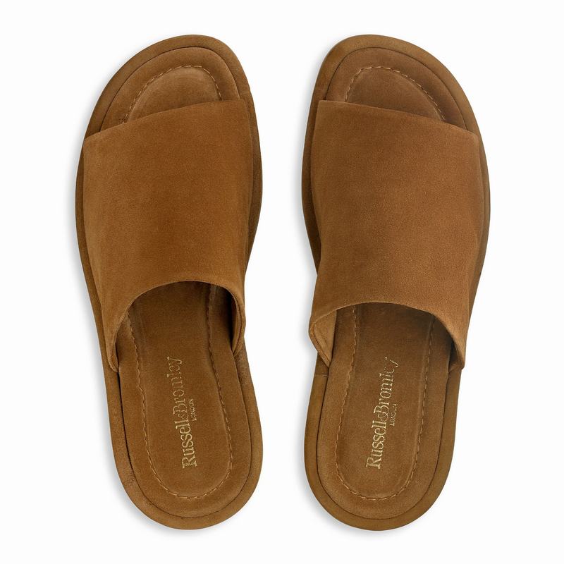Klapki Russell And Bromley Płaskie Bed Męskie Brązowe | BCQ1887AN