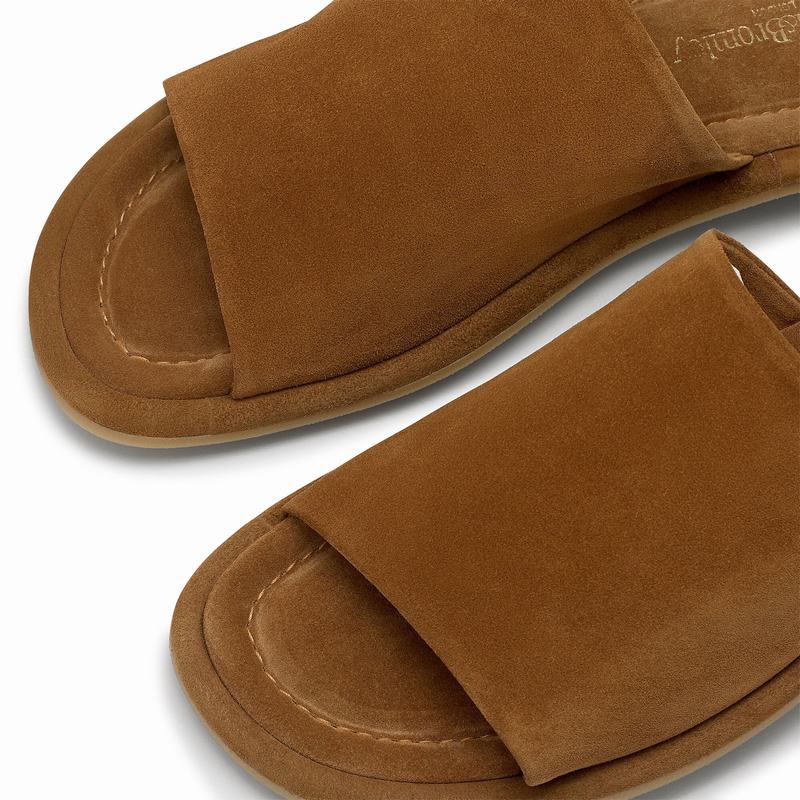 Klapki Russell And Bromley Płaskie Bed Męskie Brązowe | BCQ1887AN
