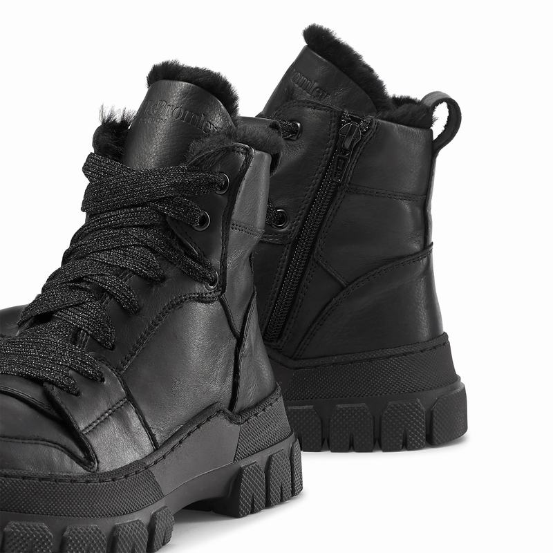 Kozaki Sznurowane Russell And Bromley Glacier Damskie Czarne | SDG6237TN