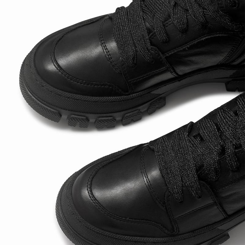 Kozaki Sznurowane Russell And Bromley Glacier Damskie Czarne | SDG6237TN