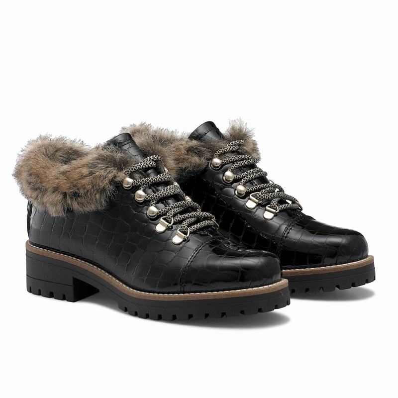 Kozaki Sznurowane Russell And Bromley Icelander Damskie Czarne | WXB9321AU