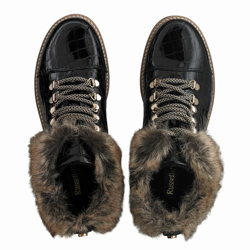 Kozaki Sznurowane Russell And Bromley Icelander Damskie Czarne | WXB9321AU