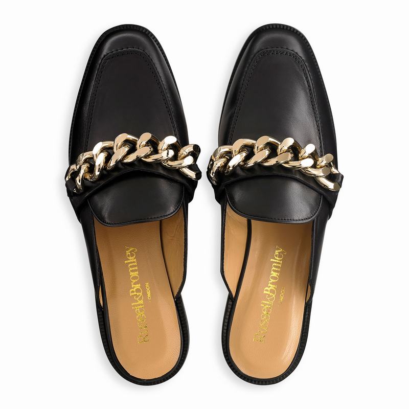 Mokasyny Russell And Bromley Chainmule Damskie Czarne | OET2935TE