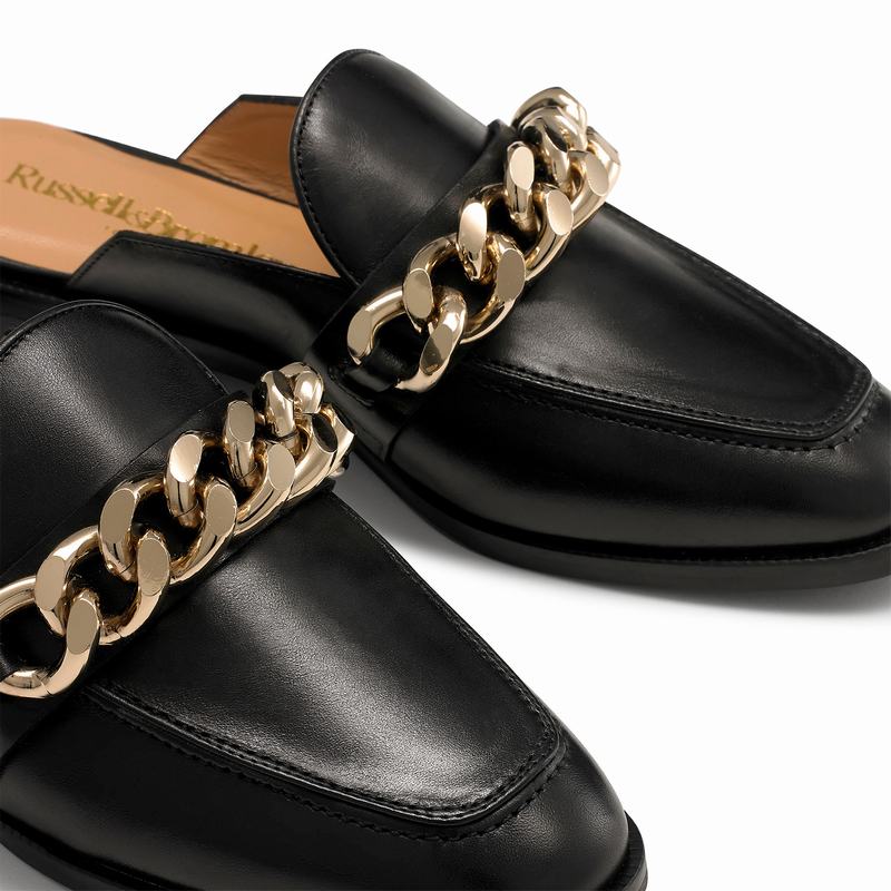 Mokasyny Russell And Bromley Chainmule Damskie Czarne | OET2935TE