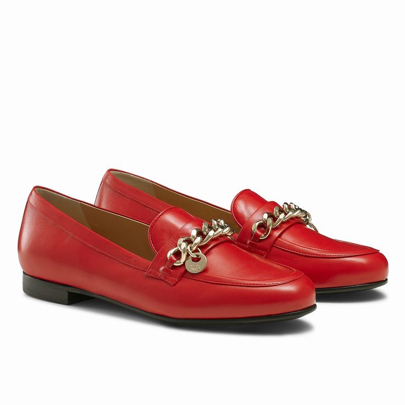 Mokasyny Russell And Bromley Chitchat Damskie Czerwone | VZK4310FG