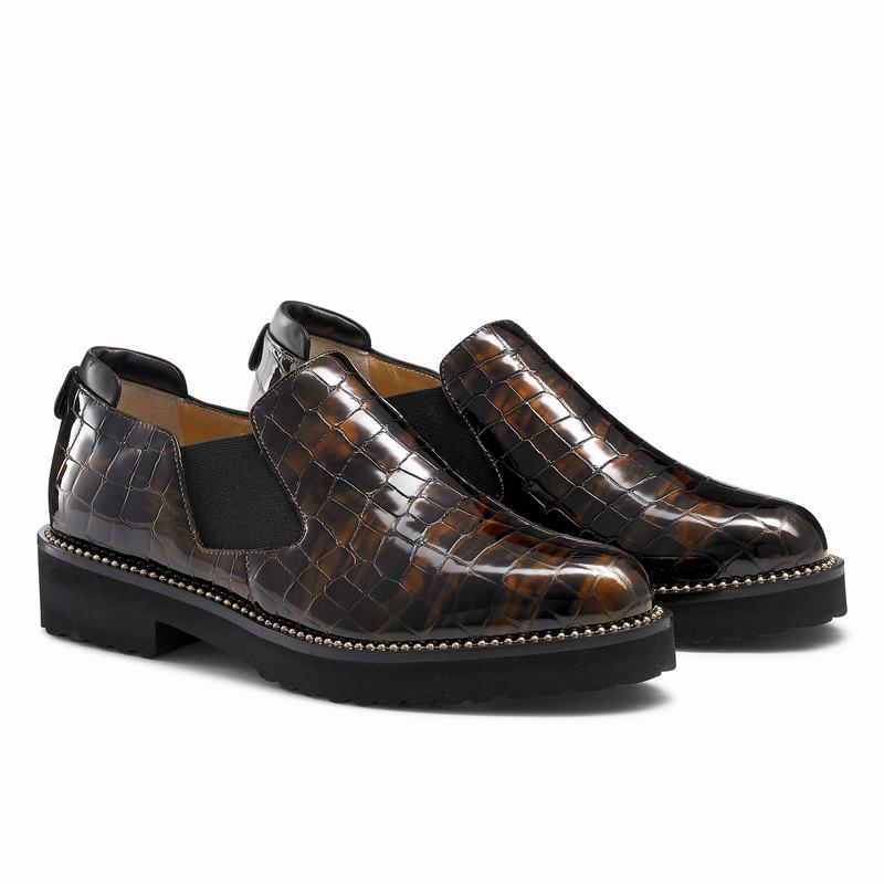 Mokasyny Russell And Bromley Grid Damskie Brązowe | IHB9014TI