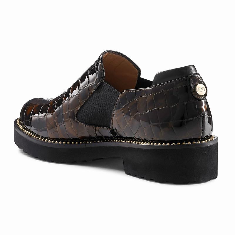 Mokasyny Russell And Bromley Grid Damskie Brązowe | IHB9014TI