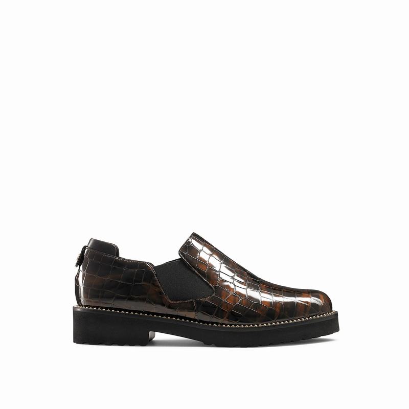 Mokasyny Russell And Bromley Grid Damskie Brązowe | IHB9014TI