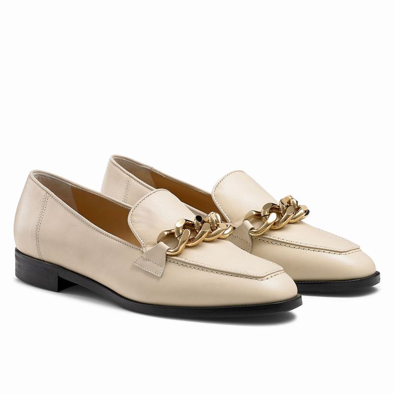 Mokasyny Russell And Bromley Keychain Damskie Kremowe Białe | CON9210YR