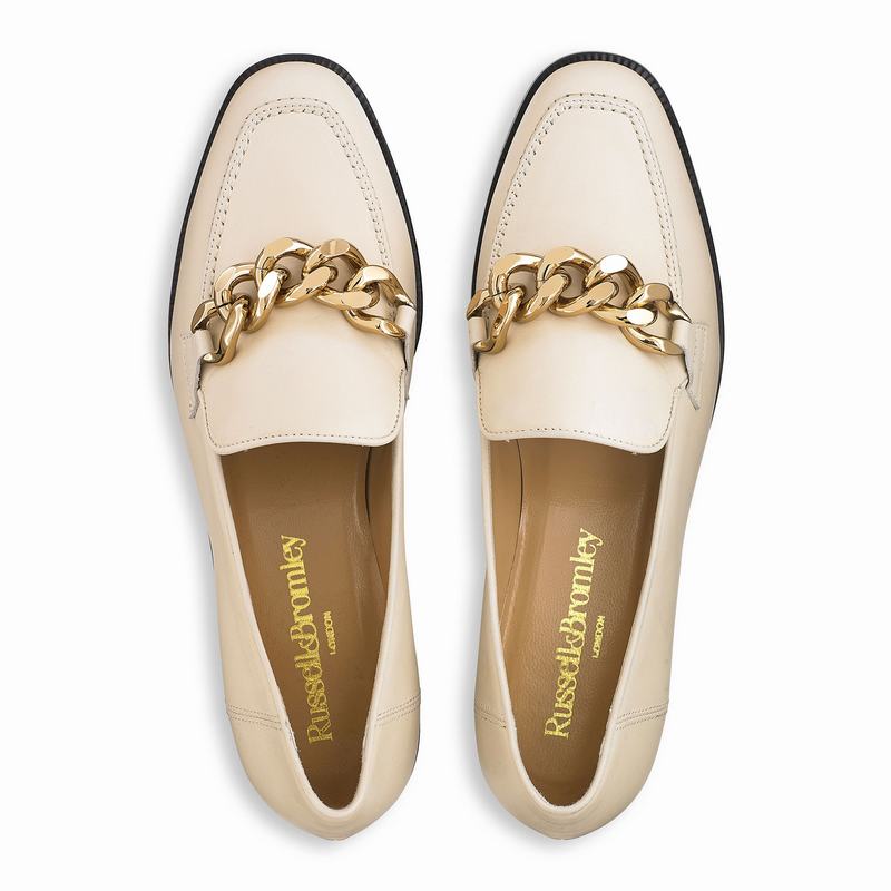 Mokasyny Russell And Bromley Keychain Damskie Kremowe Białe | CON9210YR