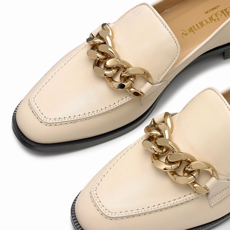 Mokasyny Russell And Bromley Keychain Damskie Kremowe Białe | CON9210YR