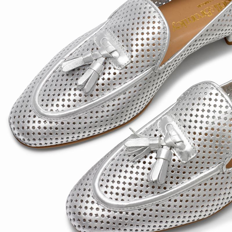 Mokasyny Russell And Bromley Perfect Damskie Metallic | QCH6677GJ
