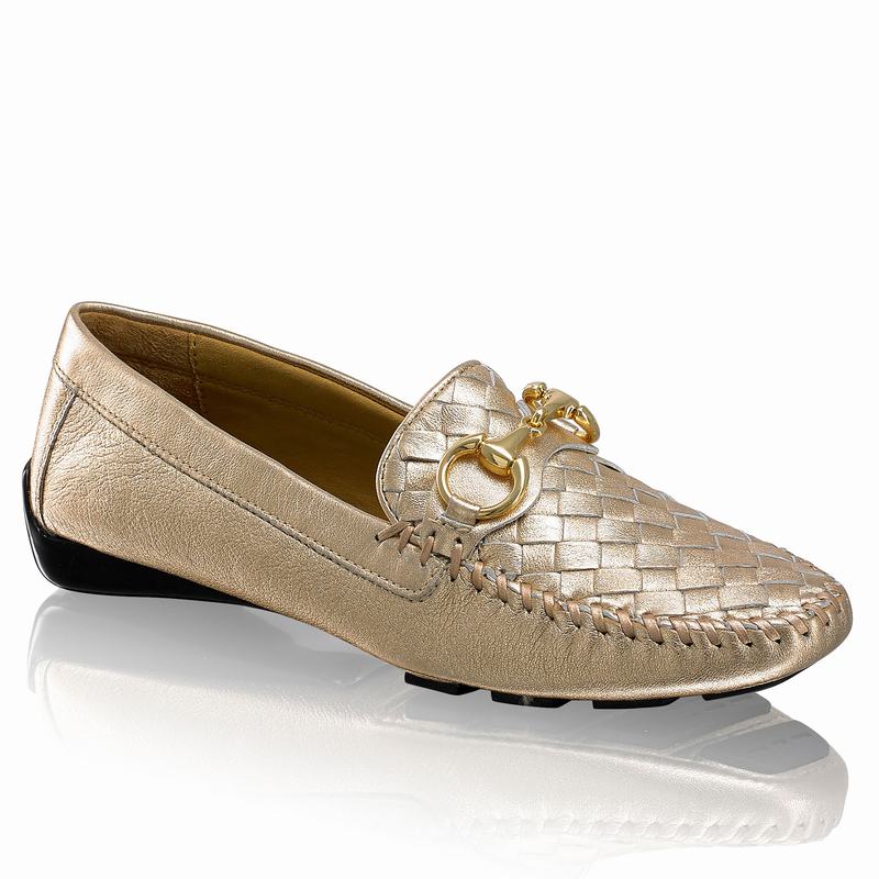 Mokasyny Russell And Bromley Perlata Damskie Metallic | FXU3992SE