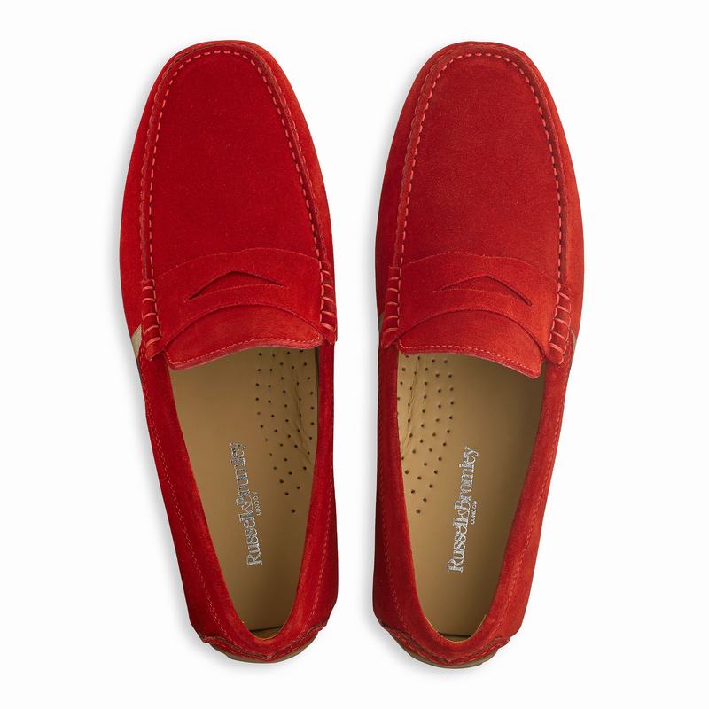 Mokasyny Russell And Bromley Soft Wear Męskie Czerwone | JYJ7294LL