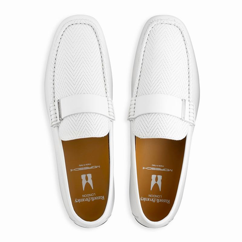 Mokasyny Russell And Bromley Yoga Męskie Białe | DSD9116JZ