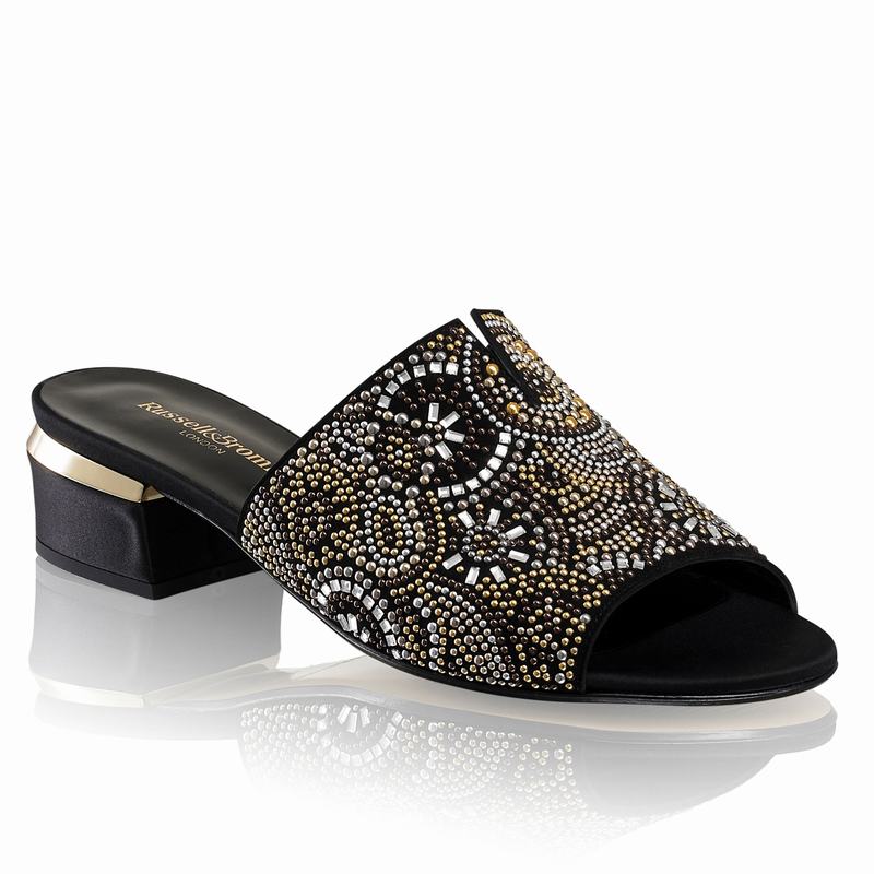 Mules Buty Russell And Bromley Beady Damskie Czarne | CCQ6358ED