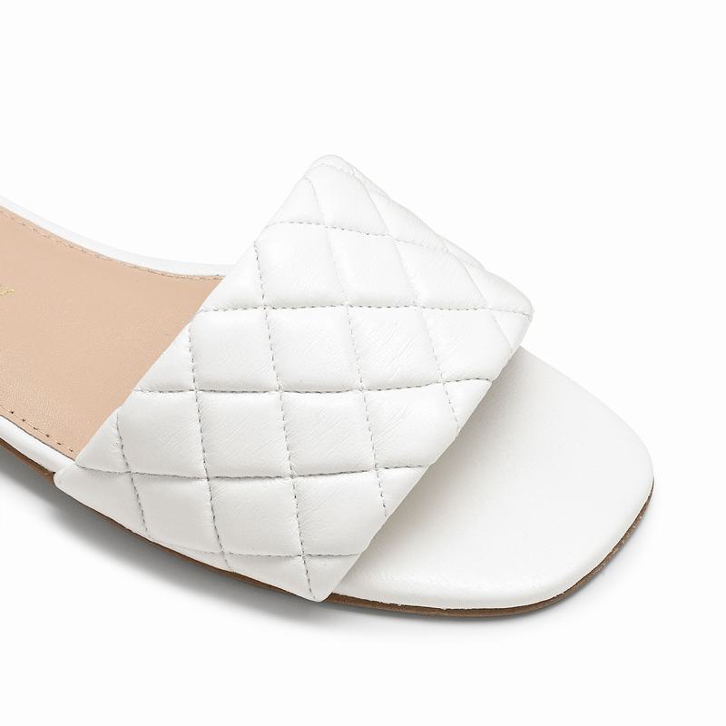 Mules Buty Russell And Bromley Quiltmule Damskie Białe | LTU3865NJ