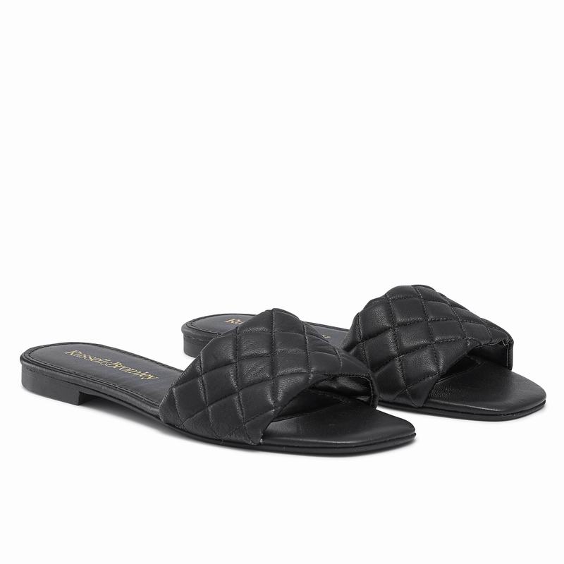 Mules Buty Russell And Bromley Quiltmule Damskie Czarne | LZH9247DW