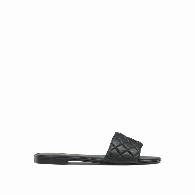 Mules Buty Russell And Bromley Quiltmule Damskie Czarne | LZH9247DW