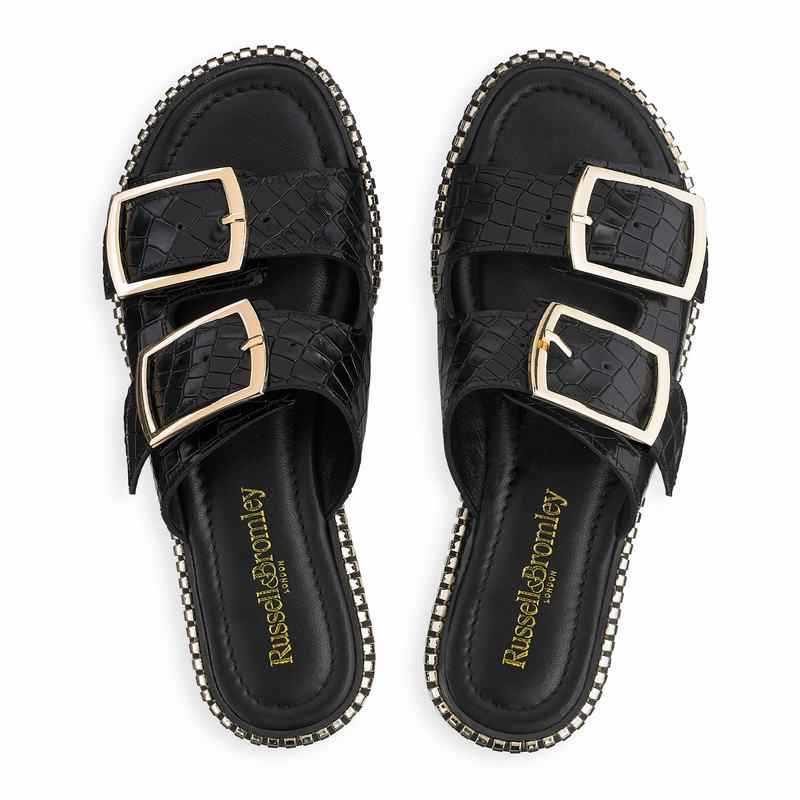 Sandały Russell And Bromley Gold Mine Damskie Czarne | CJR135CW