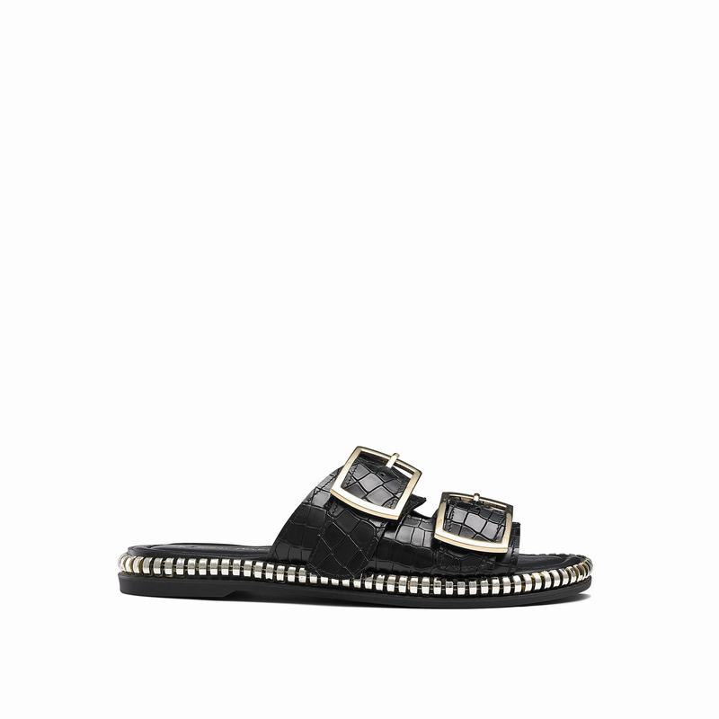 Sandały Russell And Bromley Gold Mine Damskie Czarne | CJR135CW