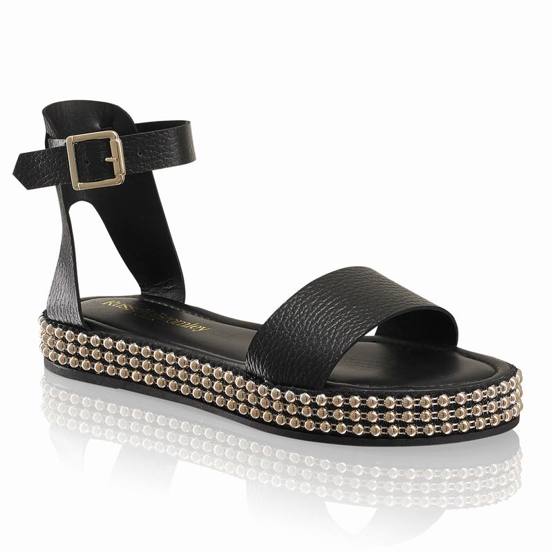 Sandały na Koturnie Russell And Bromley Gold Coast Damskie Czarne | HEH1157GZ