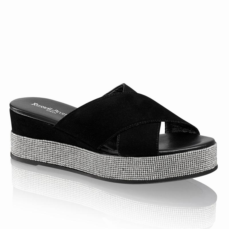Sandały na Koturnie Russell And Bromley Plaza Luxe Damskie Czarne | ITQ3278RB