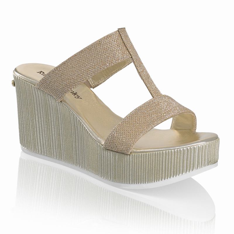Sandały na Koturnie Russell And Bromley Pukka Mid Damskie Metallic | JIC3740NH