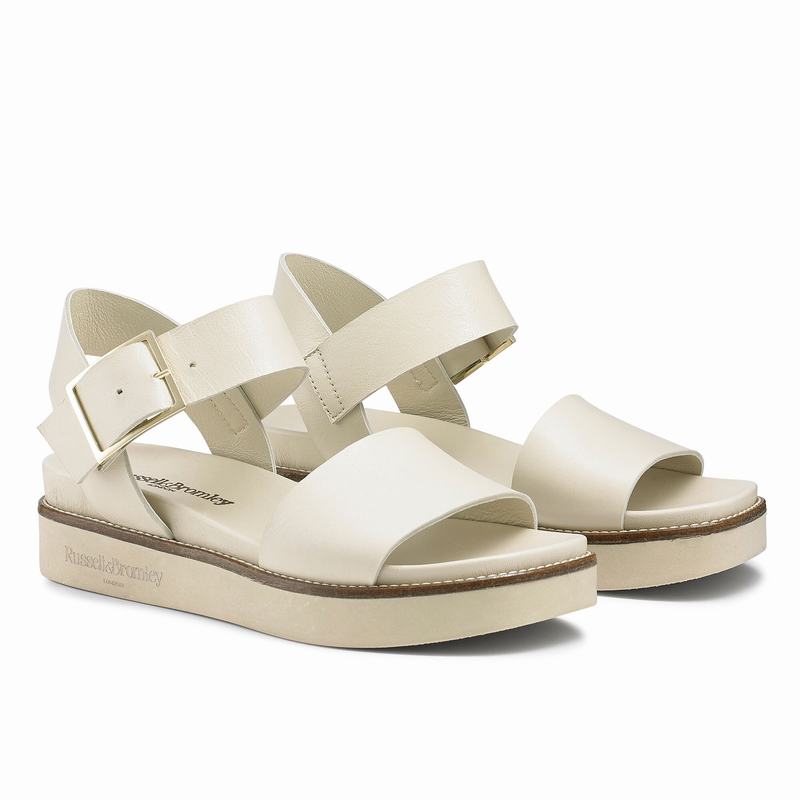 Sandały na Koturnie Russell And Bromley Boston Damskie Kremowe Białe | LUD9760ID