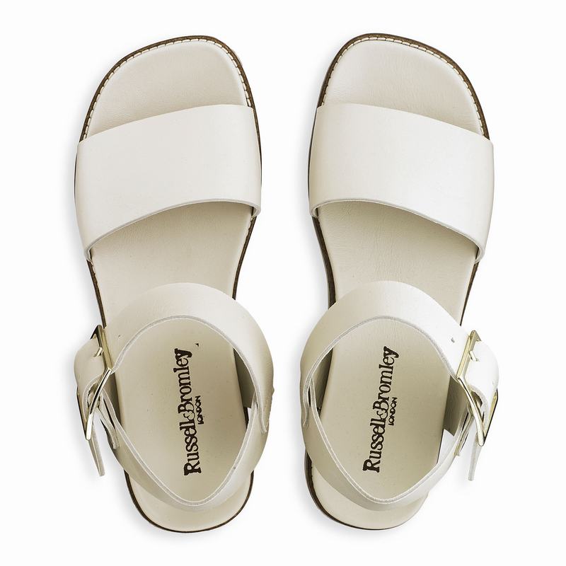 Sandały na Koturnie Russell And Bromley Boston Damskie Kremowe Białe | LUD9760ID