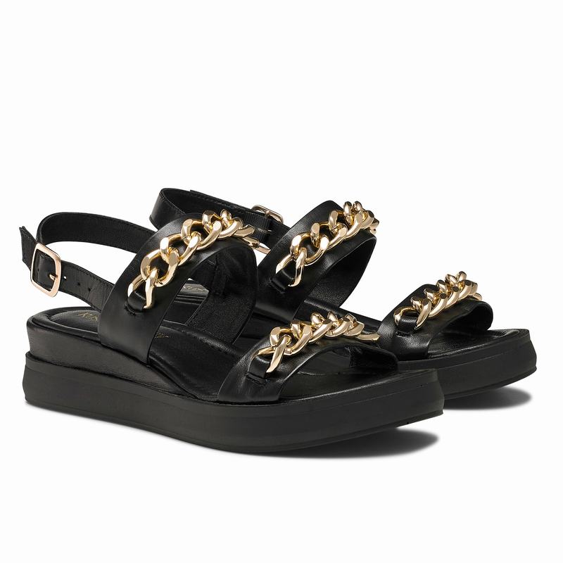 Sandały na Koturnie Russell And Bromley Goldie Damskie Czarne | QTQ7229GV
