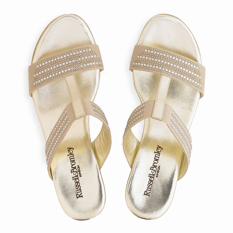 Sandały na Koturnie Russell And Bromley Stella Damskie Metallic | RZU4652IW