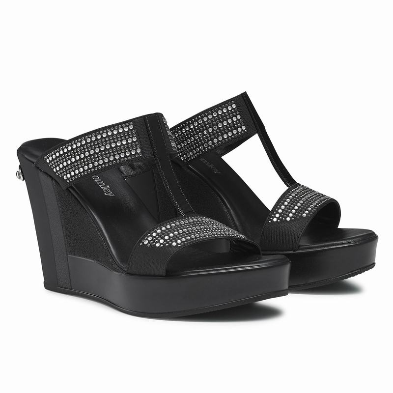 Sandały na Koturnie Russell And Bromley Stellamid Damskie Czarne | WHT654BE