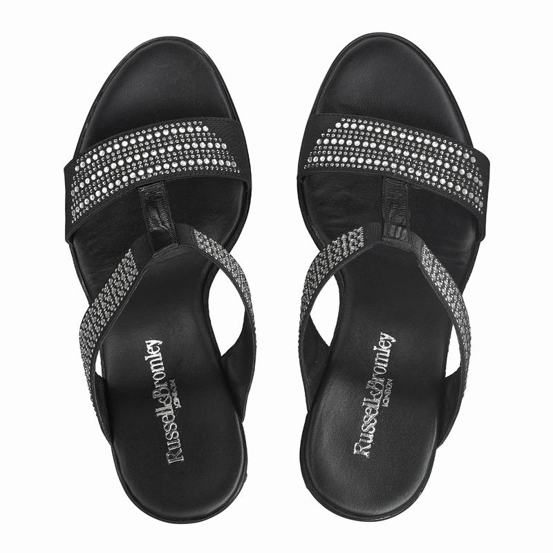 Sandały na Koturnie Russell And Bromley Stellamid Damskie Czarne | WHT654BE
