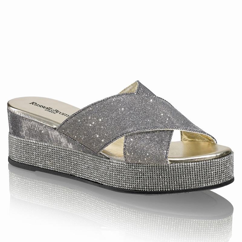 Sandały na Koturnie Russell And Bromley Plaza Luxe Damskie Metallic | XRD8614YU