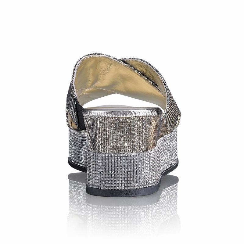 Sandały na Koturnie Russell And Bromley Plaza Luxe Damskie Metallic | XRD8614YU