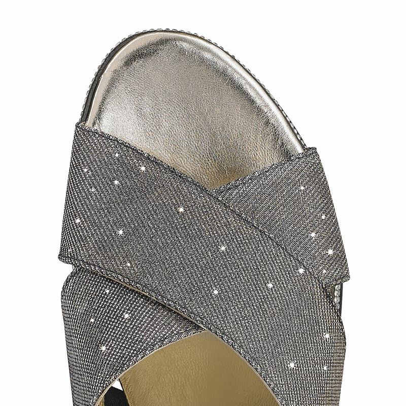 Sandały na Koturnie Russell And Bromley Plaza Luxe Damskie Metallic | XRD8614YU