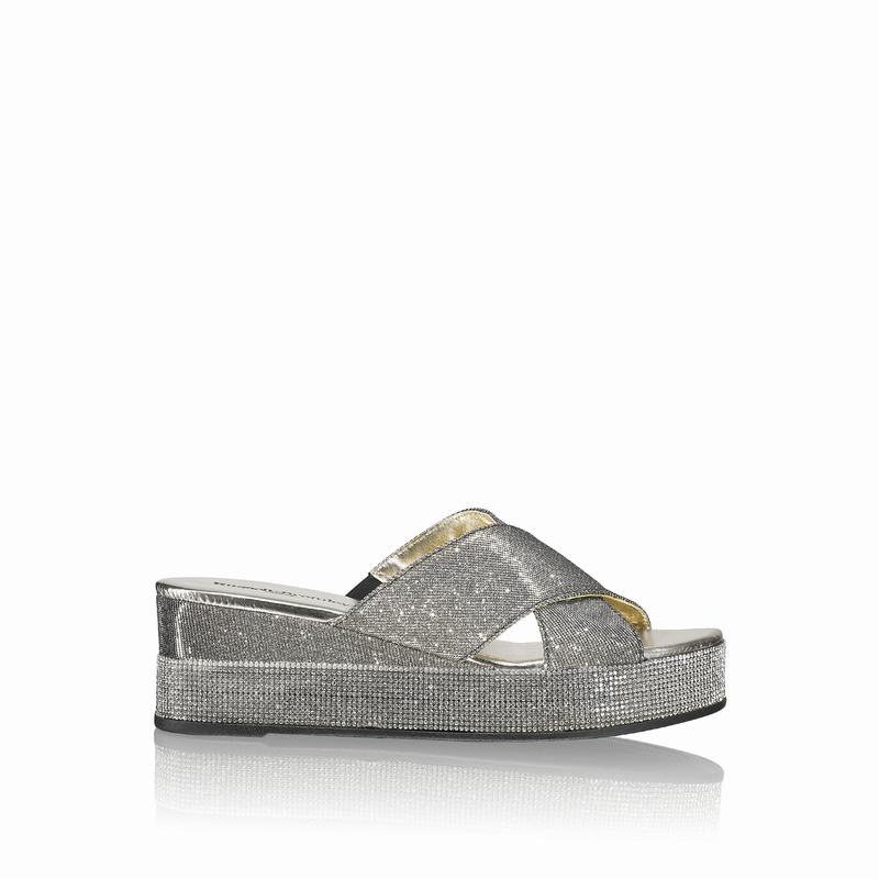 Sandały na Koturnie Russell And Bromley Plaza Luxe Damskie Metallic | XRD8614YU