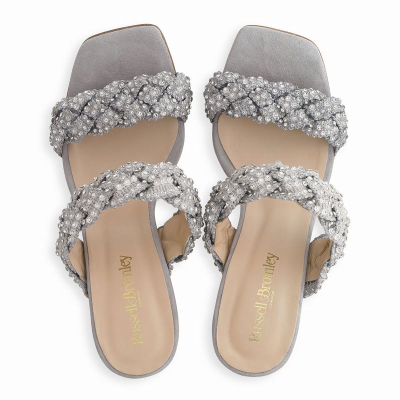 Sandały na Obcasie Russell And Bromley Be Jewel Damskie Szare | CBJ6621TC