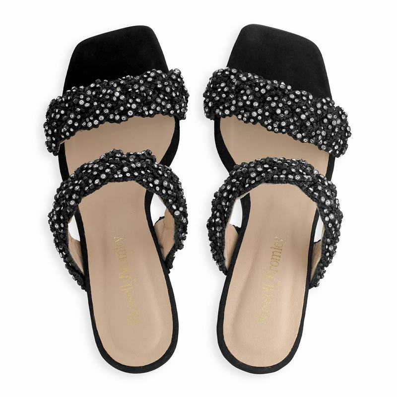 Sandały na Obcasie Russell And Bromley Be Jewel Damskie Czarne | KKL5766VX
