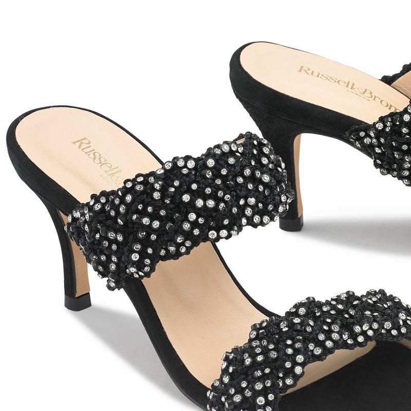 Sandały na Obcasie Russell And Bromley Be Jewel Damskie Czarne | KKL5766VX