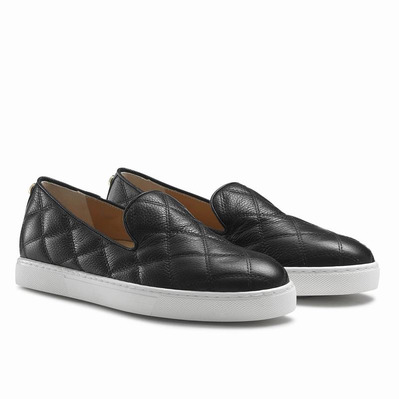 Trampki Slip On Russell And Bromley Casaquilt Damskie Czarne | VKZ4381NK